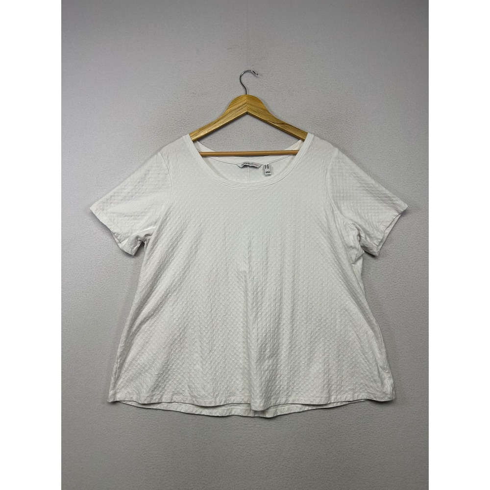 Minimalist Isaac Mizrahi Live! Womens 2X White Textured Scoop Neck T-Shirt Basic